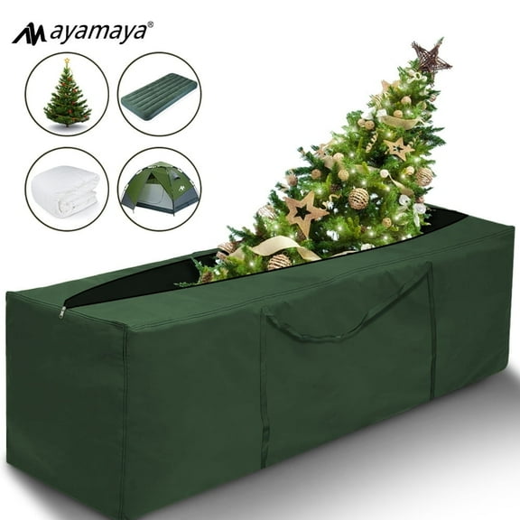 AYAMAYA Christmas Tree Storage Bag, Firm Versatile Protector with Handle Zipper Box, Decorations Container-Fits up to 9-Foot Xmas Tree (Army Green)