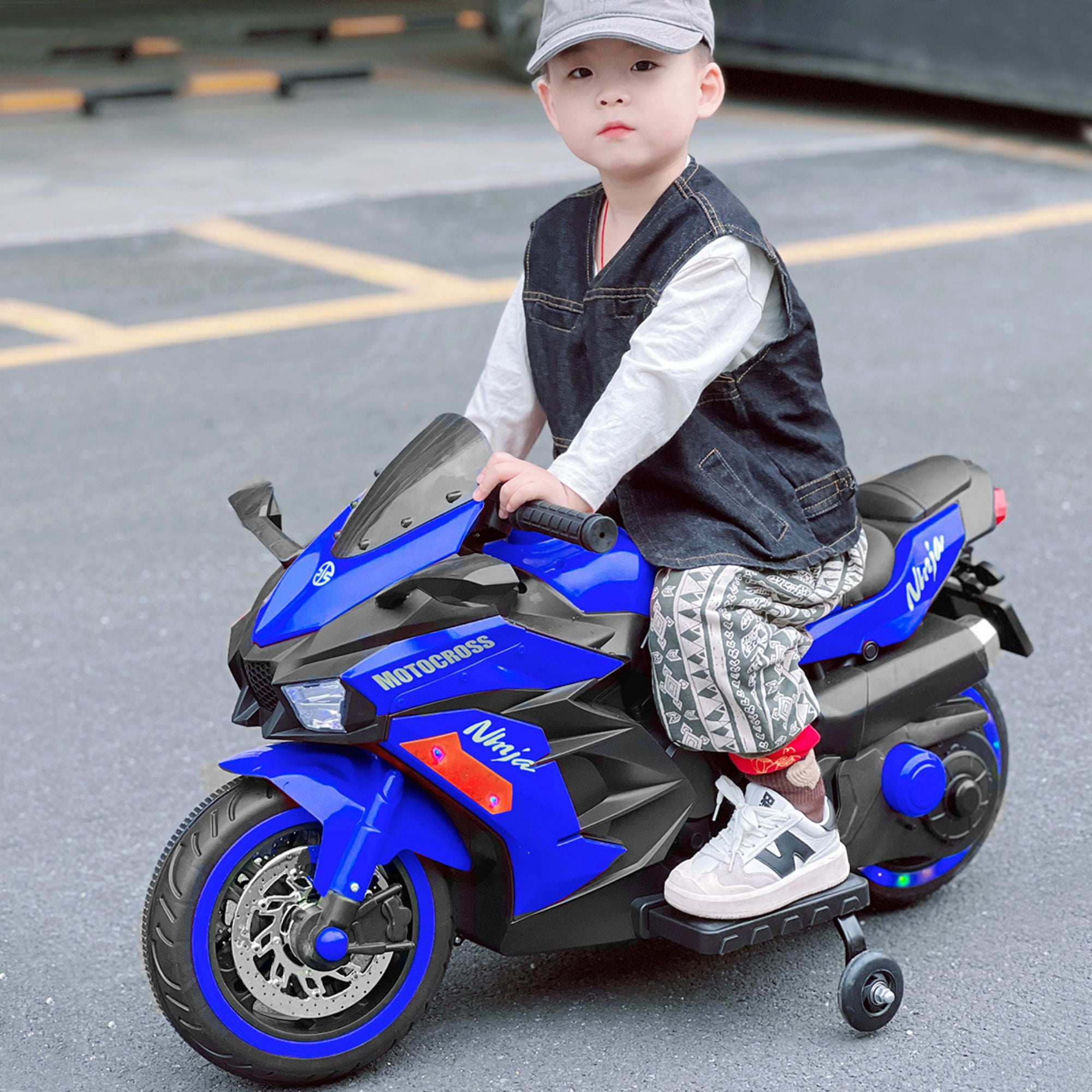 CIPACHO 12V Battery Motorcycle, Rechargeable Kids Ride On Car with Training Wheels Electric Cars Motorcycles, Blue CIPACHO 12V Battery Motorcycle, Rechargeable Kids Ride On Car with Training Wheels Electric Cars Motorcycles, Blue