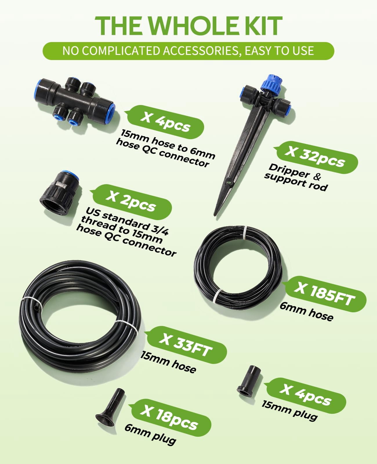 50/220FT Garden Watering System Drip Irrigation Kit for Plant Saving Water Automatic Irrigation Equipment for Patio Lawn