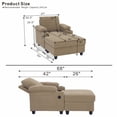 thumbnail image 3 of Aukfa Accent Chair with Storage Ottoman & Cup Holders, Convertible Sleeper Recliner Lounge Chair with Adjustable Backrest, USB-C Port & Side Pocket, Camel, 3 of 8