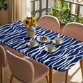thumbnail image 3 of Vintage Wave Lines Table Cloths for 6 Foot Rectangle Tables, Classic Minimalist Striped Navy Blue Patio Waterproof Elastic Fitted Tablecloths, Washable Rectangular Table Cover for Camping, 3 of 8