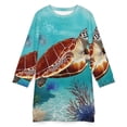 thumbnail image 4 of Sea Turtle Coral Reef Print Women Elegant Long Sleeve Warm Dress Autumn Winter Sweater Dress Casual Pullover Mini Dresses, 4 of 7