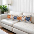 thumbnail image 2 of Orange Blue Thanksgiving Body Pillow Cover 20 x 54 Inch Decorative Pillow Cover Fall Pumpkins Maple Leaf Botanical Lumbar Pillowcase Seasonal Rectangle Cushion Case for Couch Sofa Bed Living Room, 2 of 9