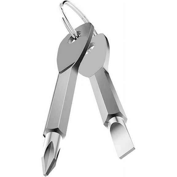 MixMart Screwdriver Keychain Pocket Repair Tool Multi Mini Cool Gadgets for Men Small Gift for Women (Silver)