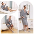 thumbnail image 6 of FashGudim Men's Lightweight Cotton Knit Kimono Bathrobe, Gray, 6 of 6