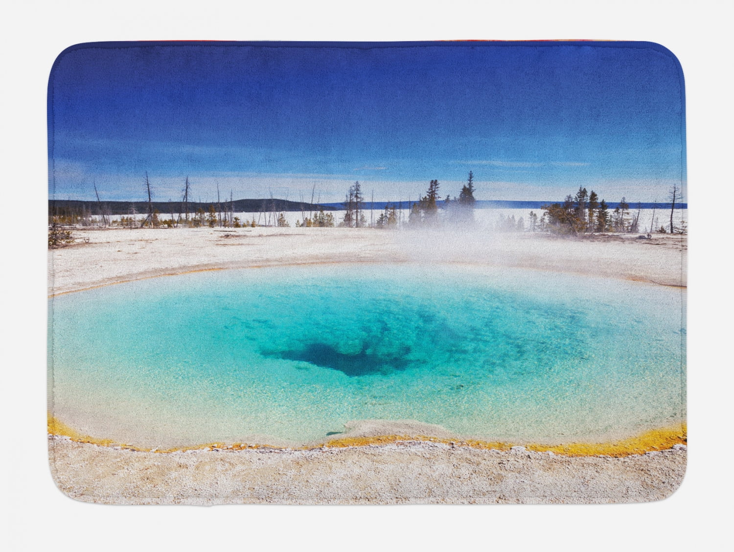 Yellowstone Bath Mat, Volcanic Hot Spring in Yellowstone Park Snowy