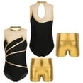 thumbnail image 5 of Doomiva Kids Girls Gymnastics Leotards Biketard Sleeveless Tank Top Booty Shorts 2 Piece Ballet Dance Gold 8, 5 of 7