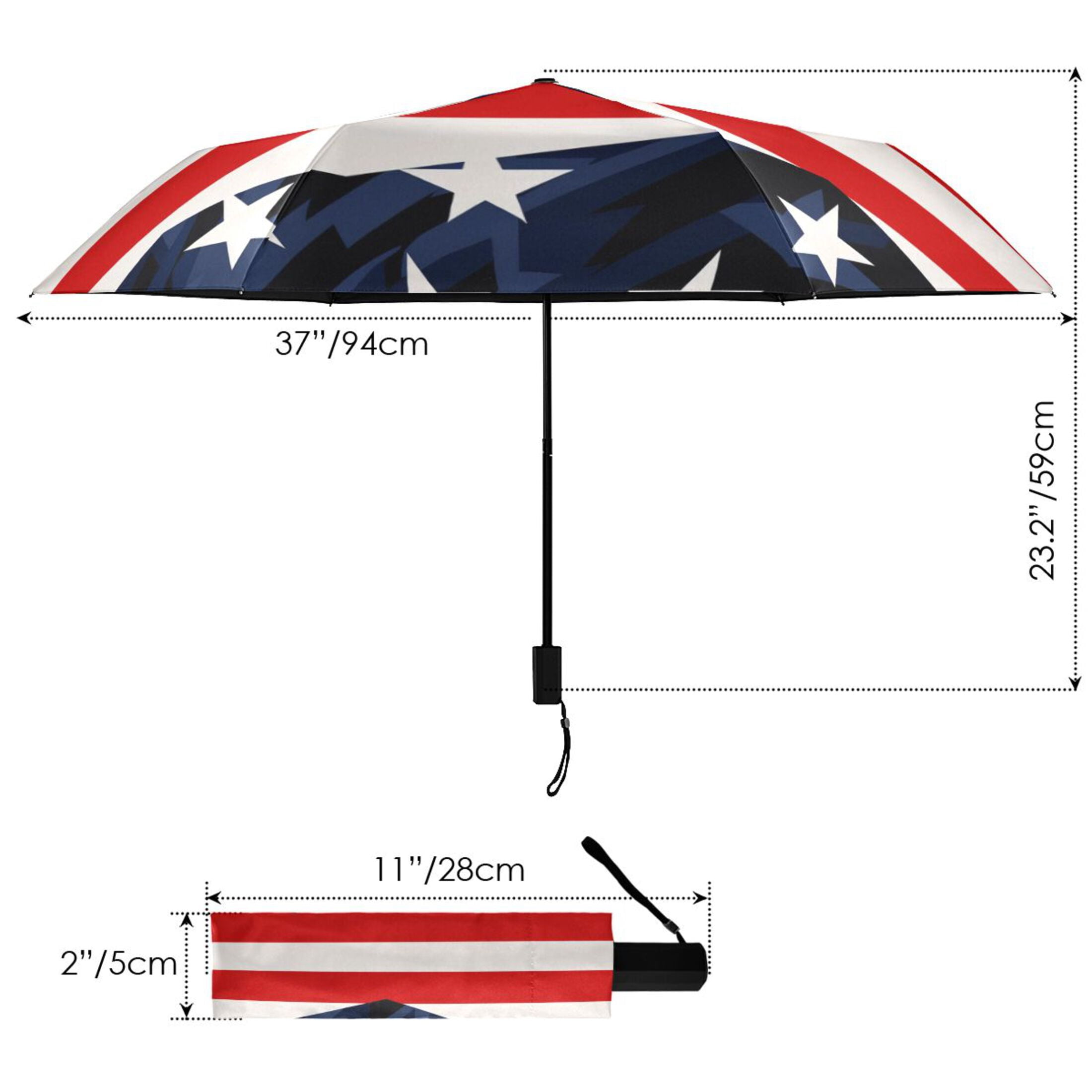 Usa Flag Stripes Stars Compact Sun Umbrella Windproof Travel Umbrellas for Rain Strong Portable UV Protection
