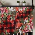 thumbnail image 5 of Cardinal Bird Rod Pocket Curtain Valance, Poinsettia Pine Cones Berry Flowers Red Plaid Farmhouse Window Valance for Living Room, Bedroom, Kitchen 54"W x 18"L, 5 of 9