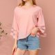 thumbnail image 1 of mfyjkho Tops Bohemios Para Mujer, Camisas Informales De Malla De Color Liso Para Mujer, Con Mangas Tres Cuartos Y Cuello En V Y Manga Corta Tops Para Hacer Ejercicio Para Mujer L, 1 of 5