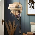 thumbnail image 6 of Wooden Wall-Mounted Organizer Shelf | Round Entryway Storage Rack with Hooks for Keys & Sunglasses | 30x30cm Natural Wood Decor | Black, Brown, Khaki, 6 of 6