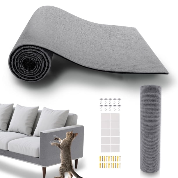 Protector de muebles para gatos, protector de sofá autoadhesivo recortable de garras de gato, alfombrilla rascador de gato para cubrir la torre de gato