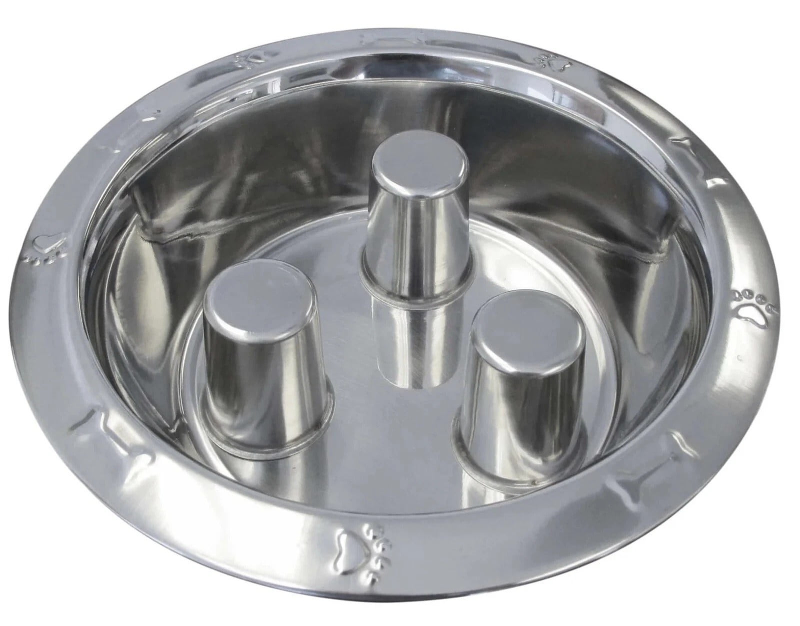 Dog Dishes Stainless Steel Healthy Slow Feeder Bowls Standard Embossed or No Tip (Standard - 32 Ounces)