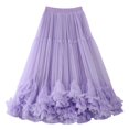 thumbnail image 2 of RUTAYY Elegant Party Skirt Women Layered High Waist Flared Midi Skirt For Evening Gala Prom Night Out Formal Occasions Solid Color Flowy Swing Pleated Beach Skirts, 2 of 6