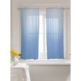thumbnail image 3 of Blue Ombre Curtains 45 Inch Length, Sheer Curtains for Bedroom Living Room Window Modern Minimalist Gradient Aesthetic Rod Pocket Voile Drapes Kitchen Curtains Small Half Window 42"x45" 2 Panels, 3 of 6