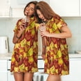thumbnail image 4 of Rateoe Autumn Mosaic Maple Leaves Print Women’s Nightdress – Cozy Cotton Short-sleeved Sleep Shirt, Loose-Fit Sleepwear, Perfect for Relaxing and Sleeping, 4 of 6