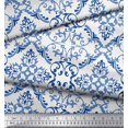 thumbnail image 2 of Soimoi White Rayon Fabric Vector Design Damask Print Fabric by the Yard 42 Inch Wide, 2 of 3