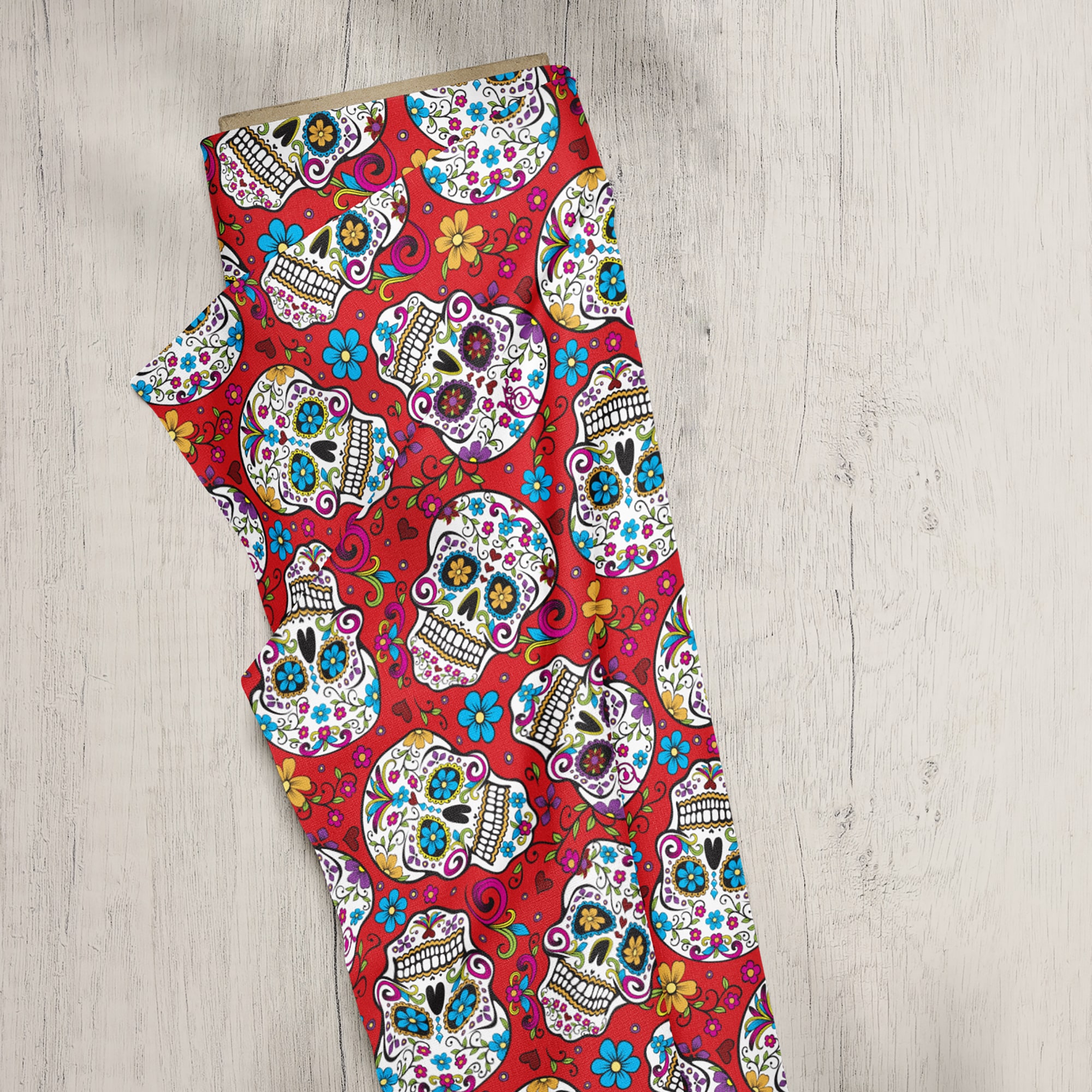 David Textiles, Inc. 44" 100 Cotton Folkloric Skulls Apparel fabrics 8