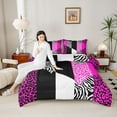 thumbnail image 4 of jejeloiu Wild Leopard Cheetah Queen Comforter Set,Safari Zebra Lines Bedding Comforter Set For Kids Reversible 3-Piece, 4 of 8