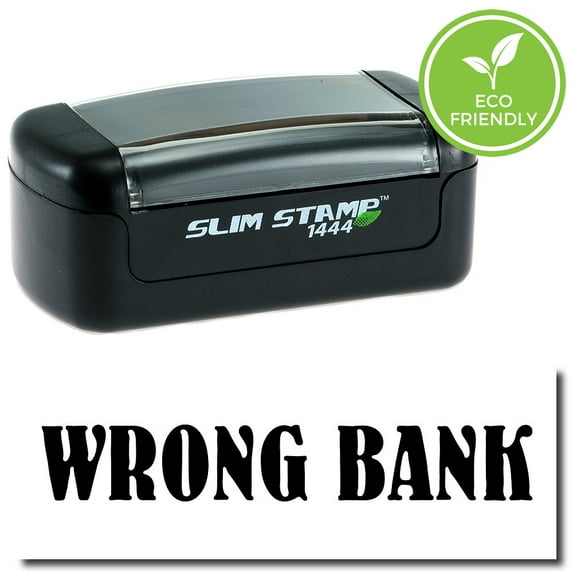 Slim Pre-Inked Wrong Bank Stamp with Red Ink