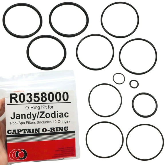 Captain O-Ring - R0358000 O-Ring Kit for Jandy/Zodiac Pool/Spa Filters Includes 12 Orings