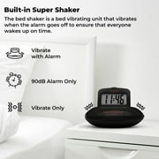 Sonic Alert - Sonic Shaker Portable Super Loud Digital Alarm Clock for Heavy Sleepers, Compact Design, Black