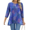 thumbnail image 3 of Fantaslook Plus Size Women Tunic Tops 3/4 Sleeve Dressy Casual Blouses Loose Flowy Floral Shirts, 3 of 8