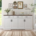 thumbnail image 4 of 63 Inch Fluted Buffet Cabinet With 4 Doors And 3 Drawers For Kitchen Dining Room Living Room Storage, White Console Table With Coffee Bar Station, 4 of 9