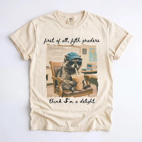 Funny Raccoon 5th Grade Teacher Graphic T-Shirt, First Day of School Teaching Team Matching Tee