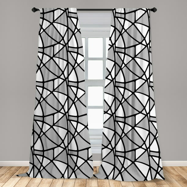 Black And White Curtains 2 Panels Set, Grey White And Black Curtains