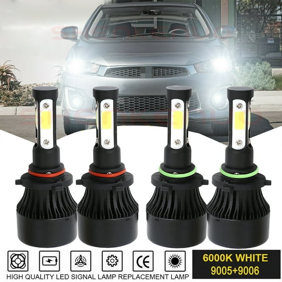 9005 9006 LED Headlight Bulb Kit for 2007-2013 Mitsubishi Outlander High Low Beam Combo 4pc 6500K White