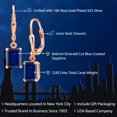 thumbnail image 2 of Gem Stone King 18K Rose Gold Plated Silver Blue Created Sapphire Dangle Earrings for Women (3.00 Cttw, Gemstone September Birthstone, Octagon 8X6MM), 2 of 6
