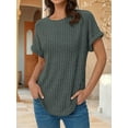 thumbnail image 3 of Women Short Sleeve Tunic Tops Green XL, 3 of 5
