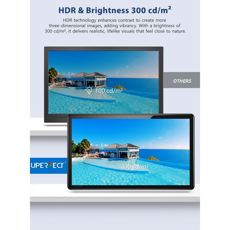 Hordozható monitor, Uperfect, 15,6, 1080P, Full HD, szürke