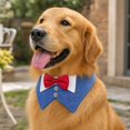 thumbnail image 4 of Dog Tuxedo Suit Bandanas Wedding Outfit with Bow Tie Collar for Medium Dogs,Formal Dog Costume Adjustable Pet Bandana with Bowtie Wedding Birthday Tux Collar for Medium Dogs, Light Blue L, 4 of 4
