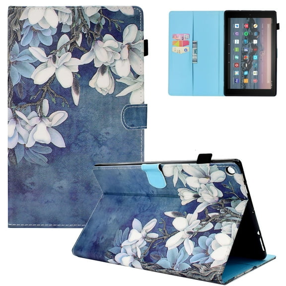 Fire HD 10 Case 2017/2015 for Girls, Allytech Slim Fit Smart Cover w/ Auto Sleep Wake Feature Protective Cards Holder Folio Stand Wallet Case Cover for Amazon Fire HD 10 7th 5th Gen, Mangnolia