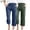 Blue & Army Green, variant on ibuvkizy Cotton Linen Capris Pants for Women Wide Leg Pants Woman,2PC Fashion Womens Casual Solid Color Elastic Loose Pants Straight Wide Leg Trousers with Pocket