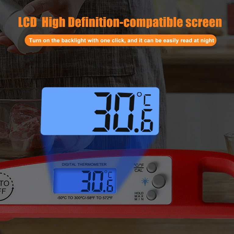 Meat Thermometer Quick Measuring Kitchen Temperature Probe with Hold Button  LCD Display ℉/℃ Digital Instant Read Multipurpose Food Temperature Tester