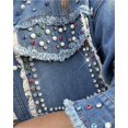 thumbnail image 4 of Chaqueta vaquera informal for mujer con lentejuelas en contraste, manga larga y diamantes de imitación., 4 of 7