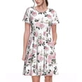 thumbnail image 1 of Bixox Robe d'Été à Manches Courtes pour Femmes Robe Ample Longueur Genou avec Poches-Rose Fleurs, 1 of 7