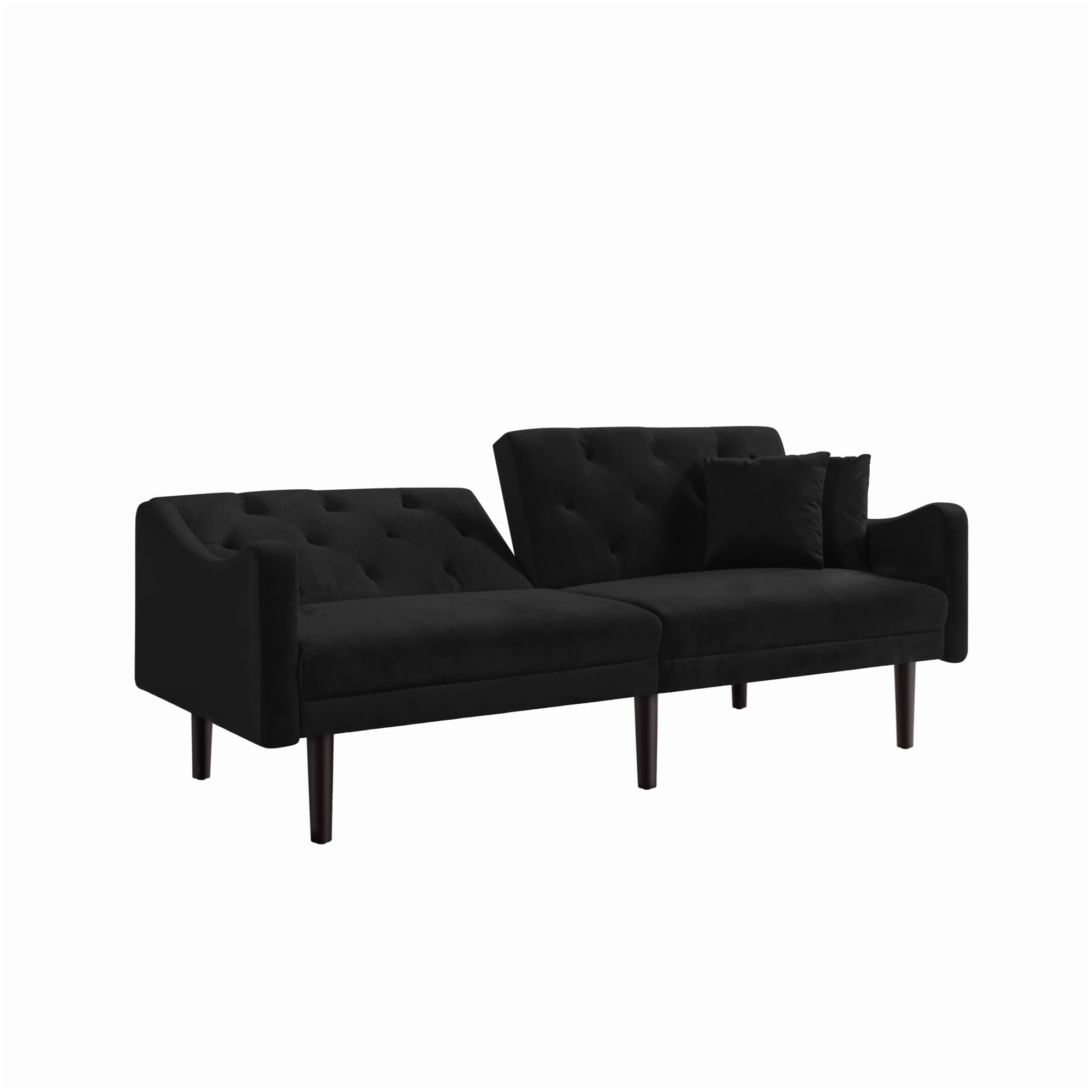 Kepooman Modern Velvet Convertible Sofa Bed for Living Room Bedroom, Button Tufted Curved Arms Futon Couch for Compact Living Space, Adjustable Lounge Sofa Bed Sleeper for Home Apartment, Black Kepooman Modern Velvet Convertible Sofa Bed for Living Room Bedroom, Button Tufted Curved Arms Futon Couch for Compact Living Space, Adjustable Lounge Sofa Bed Sleeper for Home Apartment, Black