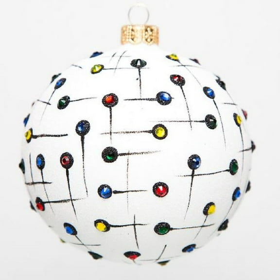 Improv Multicolored Dot Polish Glass Ball Christmas Tree Ornament Made in Poland
