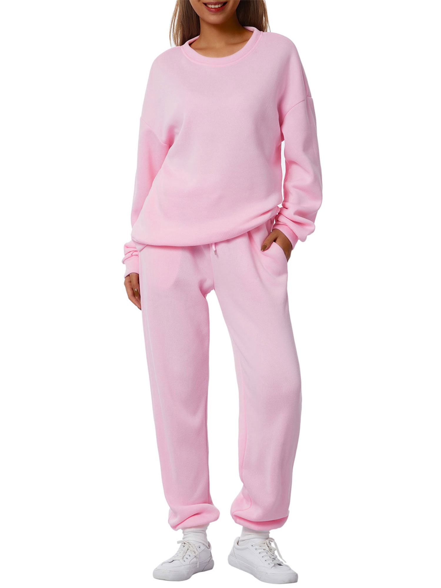 Women 2Pcs Fleece Tracksuit Set Letter 