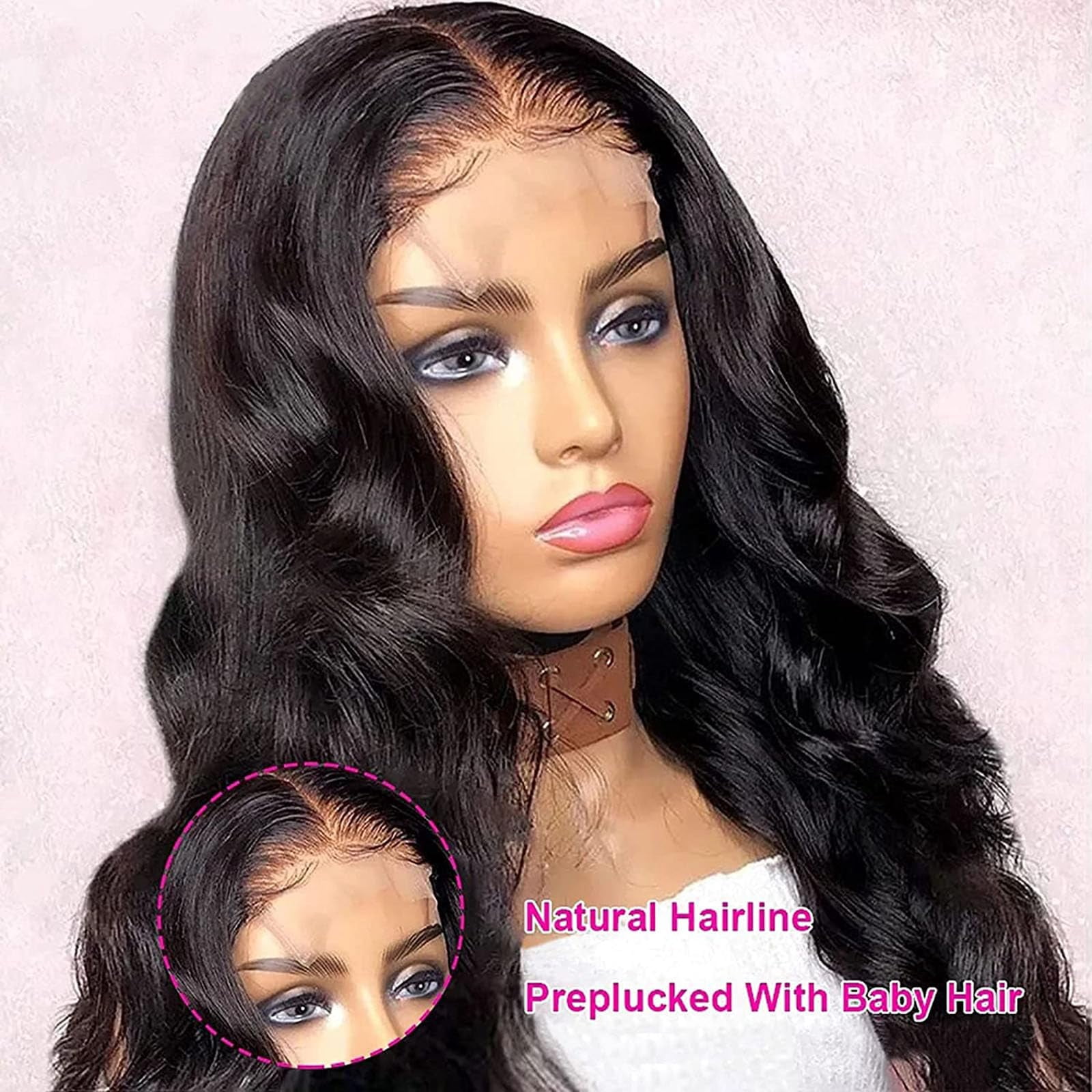 4x4 Lace Closures Wigs Human Hair Body Wave Wear and Go Human Hair Wigs Natural Black Color 14--24Inch Brazilian Virgin Real Human Hair Wigs Extensions
