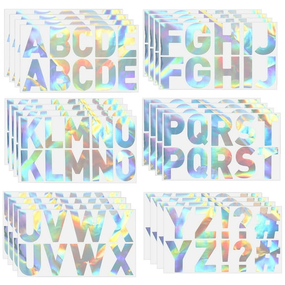 Uxcell Letter Stickers 2.5", Self Adhesive Vinyl Large Alphabet Number Stickers, Laser Color 240 Pcs/ 24 Sheets