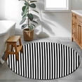 thumbnail image 4 of Black White Stripe 3ft Area Rug, Modern Minimalist Geometric Striped Washable Non-Slip Small Round Rugs for Entryway Bedroom Kitchen, Soft Circle Carpet for Dining Room, Playroom Nursery Rug, 4 of 9