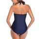 thumbnail image 5 of Traje de baño de una pieza para mujer, traje de baño de bikini de tirantes sin espalda de color liso para mujer, conjunto de bikini con bloques de color y hombros descubiertos, traje de baño de moda p, 5 of 5