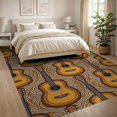 thumbnail image 3 of ODIKA 8'x10' Washable Area Rug Guitar Musical Print Instrument Scattered Motif Notes Border for King Size Bedroom Under Bed, Master Suite, Non-Shedding, Easy Care, 3 of 7