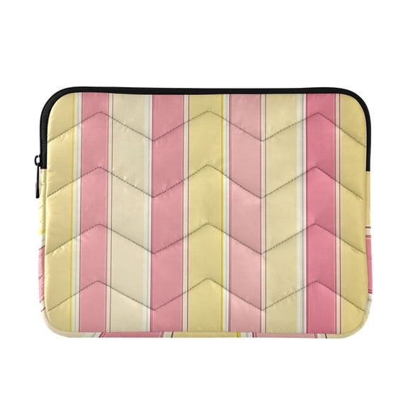 FORMRS 13-13.3 inch Laptop Sleeve Case Soft Carrying Quilted Computer Bag Cover, Pink and Yellow Striped Pattern
