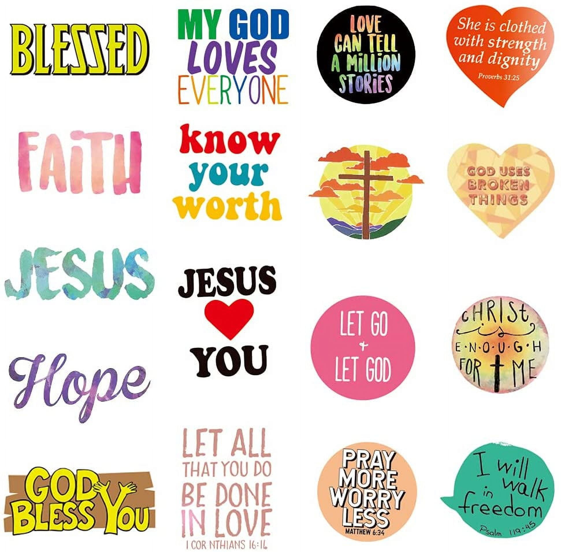 Honch Jesus Christian Stickers Laptop Stickers Pack 68 Pcs Faith